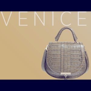 Demellier the midi Venice handbag grey croc effect